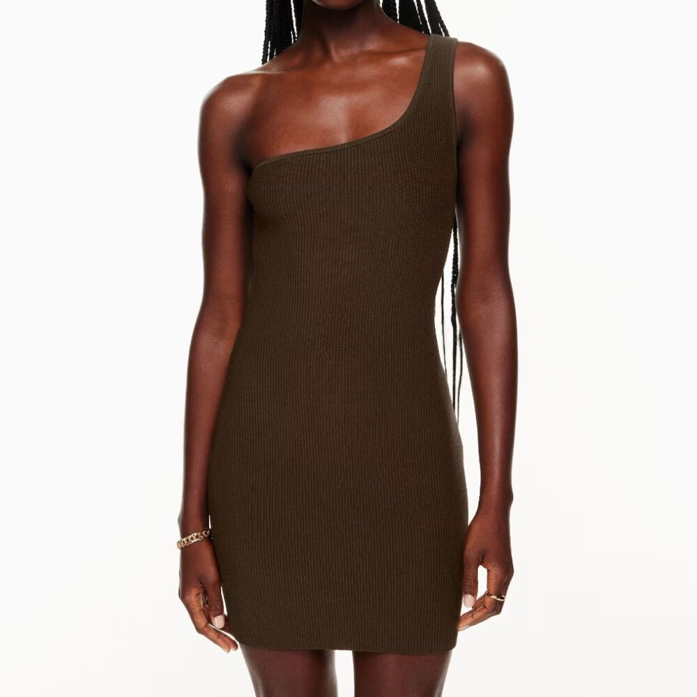 Aritzia Babaton sculpt knit one shoulder dress